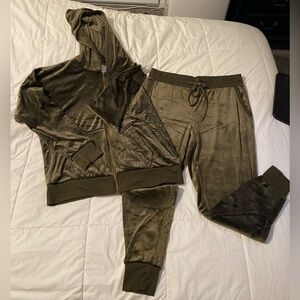 Felina Olive Velour Track Suit